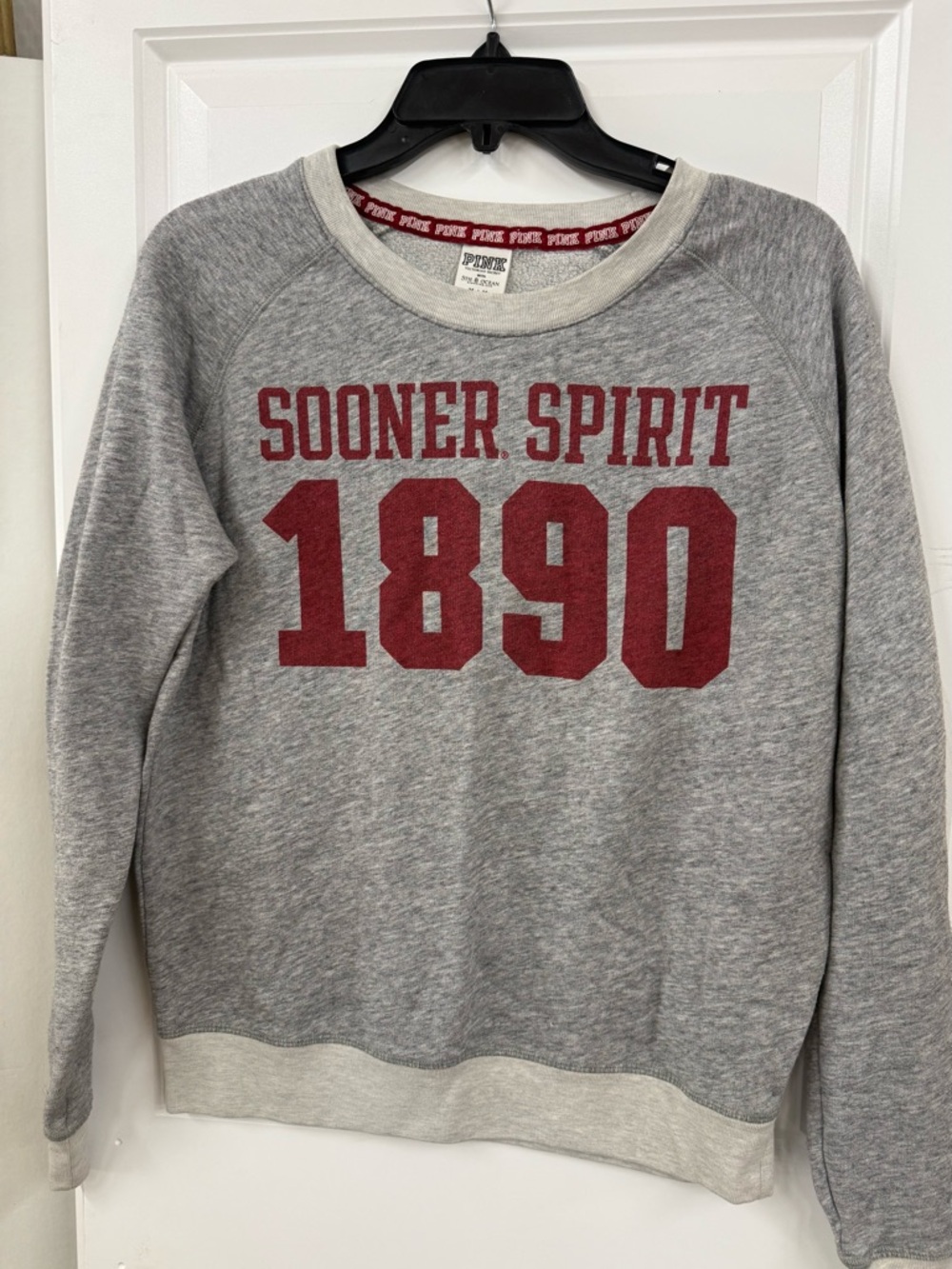 Victoria's Secret PINK Grey Sweatshirt with Maroon Accents